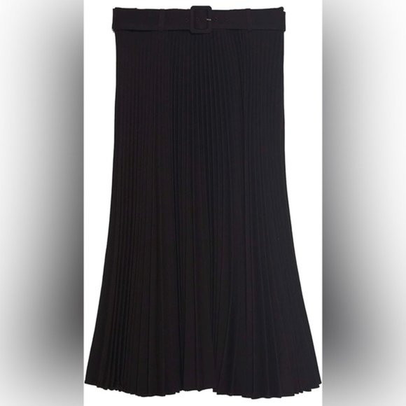 ZARA Pleated Black Belted midi skirt - Picture 2 of 9
